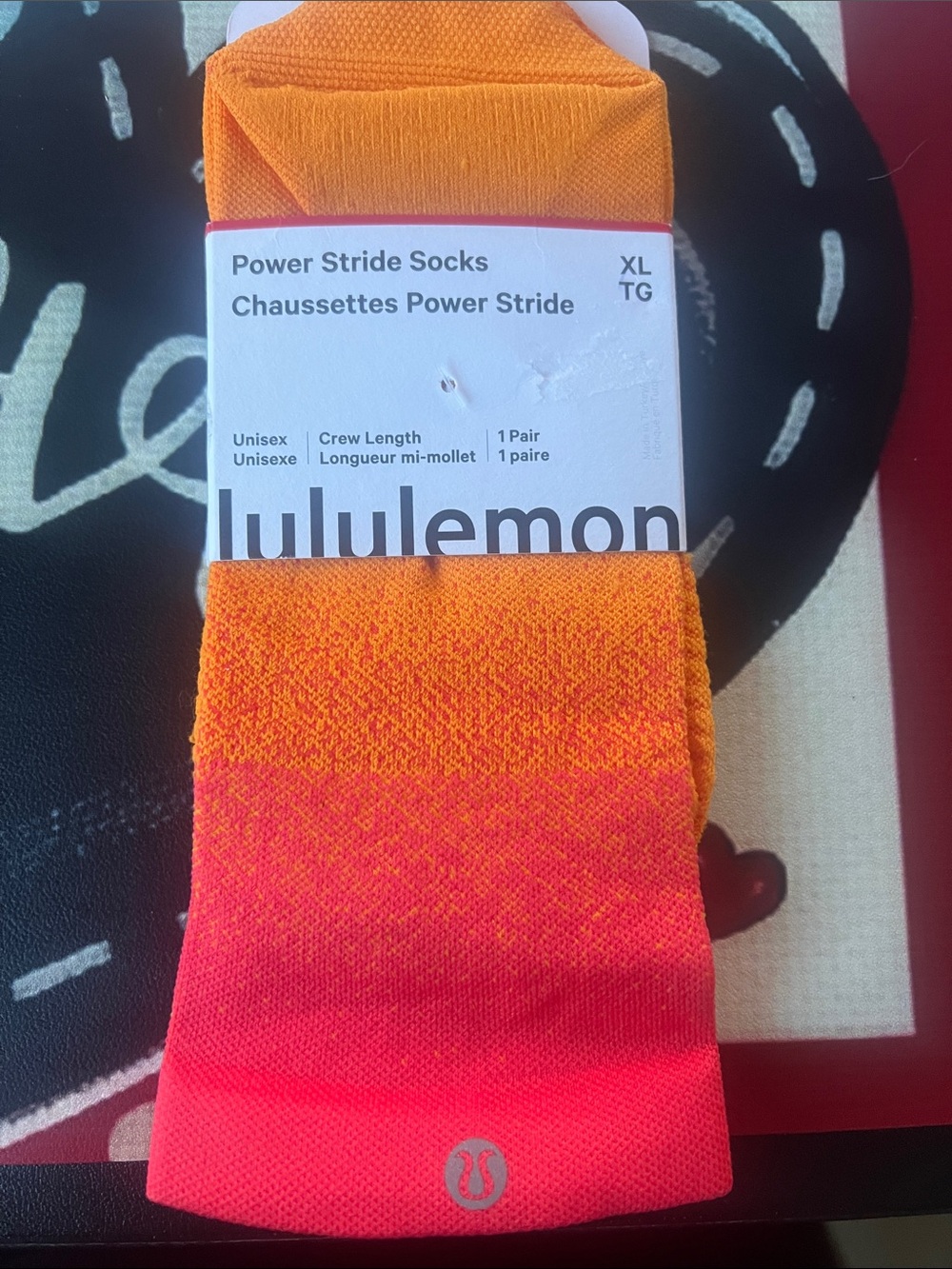 Power Stride Crew Socks - Orange to Coral Gradient